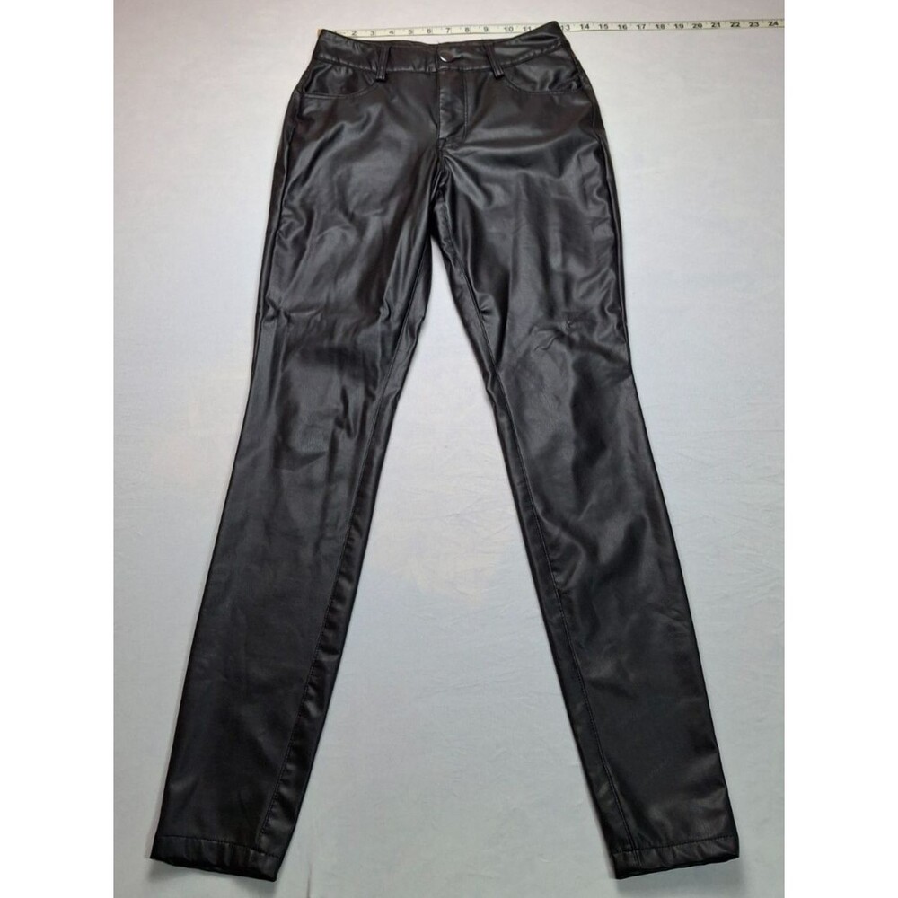 Maurices Faux Leather Pants Black Mid Rise Skinny Leg Jeans Womens Size 2